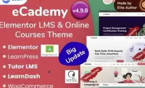 eCademy v5.0.0 theme of WP Elementor LMS and online courses