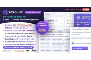 TokenLite - ICO / STO Token Sale Management Dashboard - ICO Admin Script