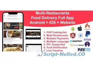 Food Delivery Multi Restaurant Ionic 5 + CodeIgniter (Android + iOS + Website + Admin) v2.0