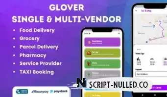 Glover v1.7.20 NULLED – Grocery, Food, Pharmacy Courier & Service Provider + Backend + Driver & Vendor app