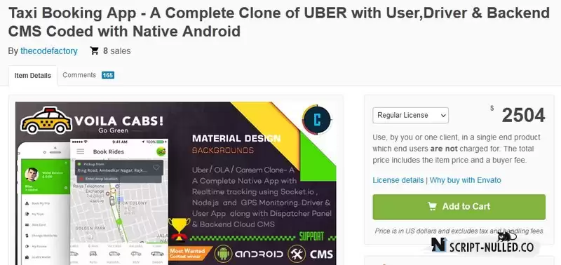 Taxi Booking App - A Complete Clone of UBER with User,Driver & Backend CMS Coded with Native Android (Nulled)