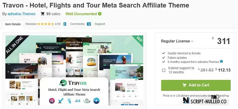 Travon - Hotel, Flights and Tour Meta Search Affiliate Theme (Nulled)