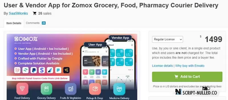 User & Vendor App for Zomox Grocery, Food, Pharmacy Courier Delivery