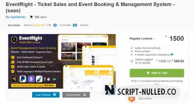 EventRight - Ticket Sales and Event Booking & Management System - (saas) v6.2 (Nulled)